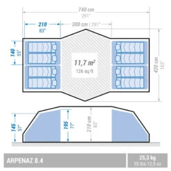 Quechua Boutique -Quechua Boutique tente a arceaux de camping arpenaz 84 8 personnes 4 chambres 1